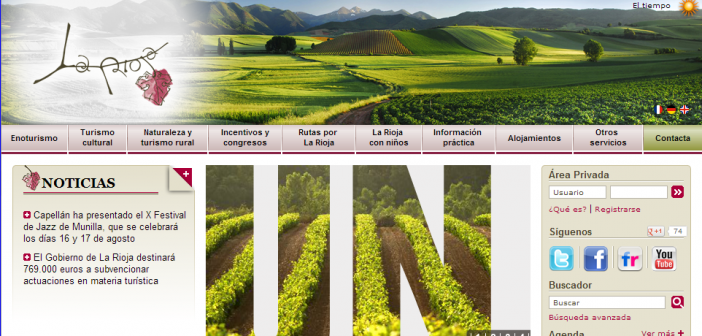 Página web actual de La Rioja Turismo