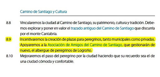 Punto 8.9 del programa electoral del PP