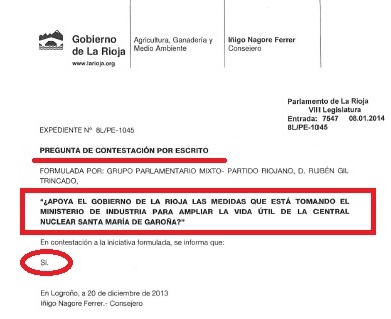 Respuesta del Gobierno de La Rioja