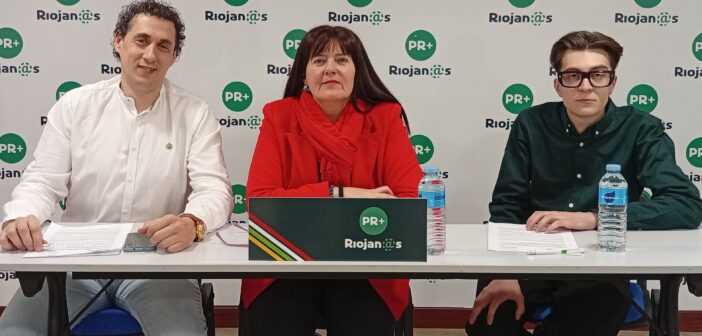 Iván Herrero Sanz, Rita Beltrán Muro y Daniel Martínez Guerrero, en la presentación de la nueva imagen del PR+Riojan@s.